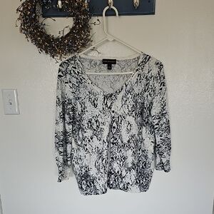 Black and White Printed Women Cardigan